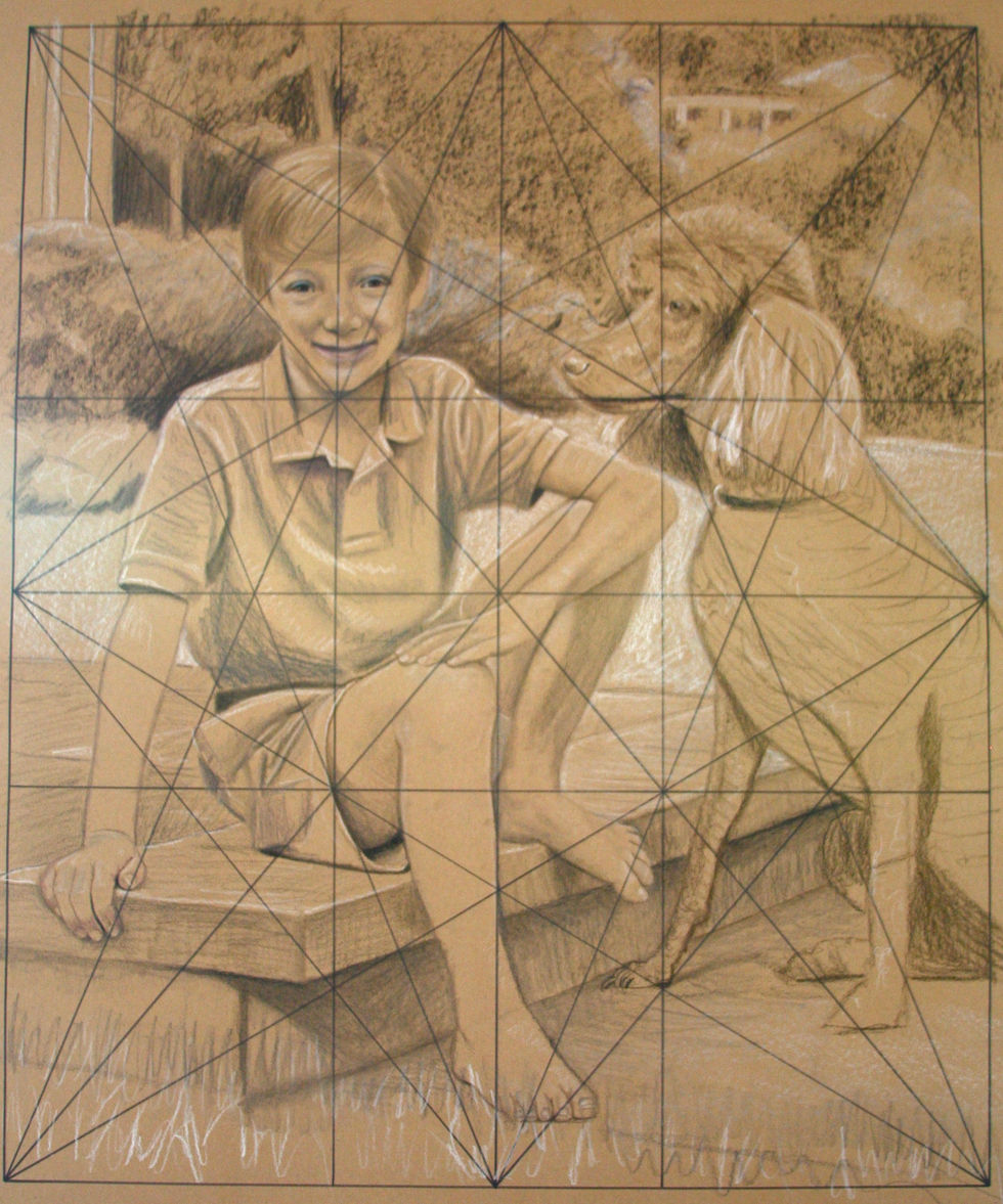 full scale sketch on wrapping paper