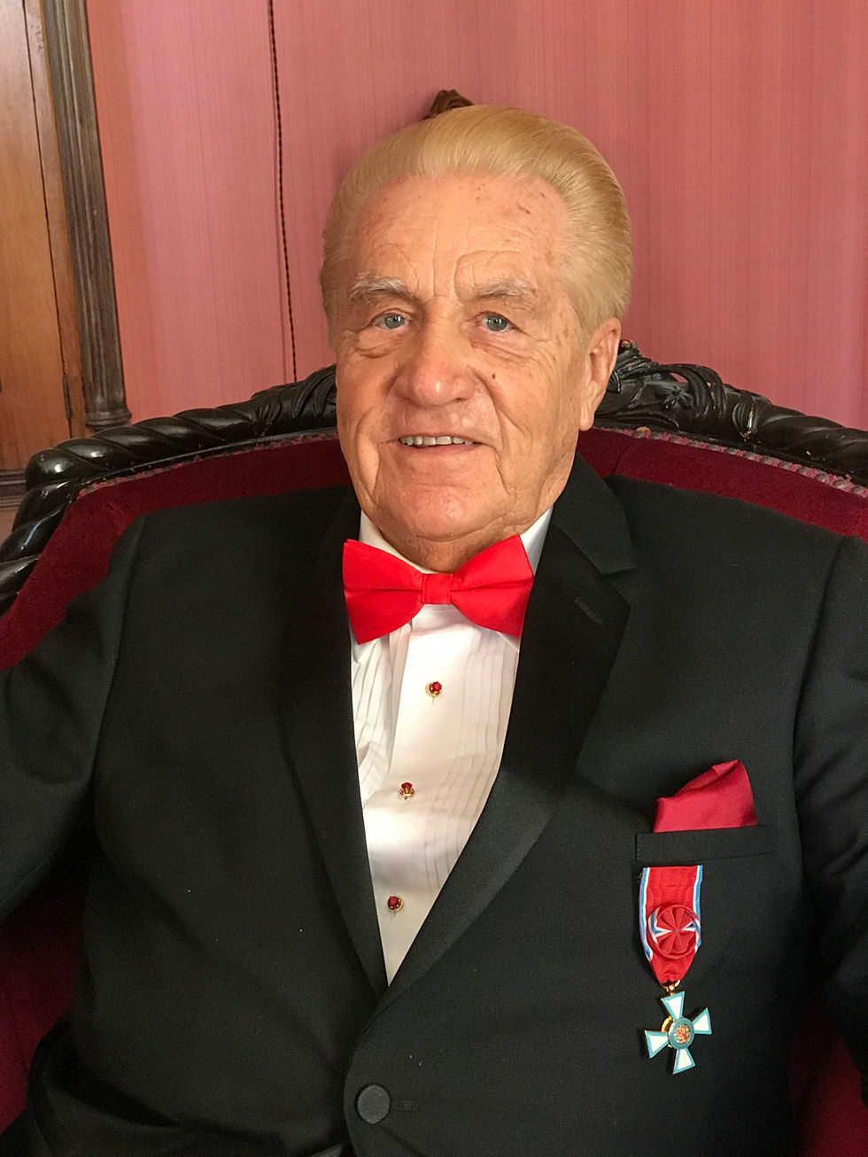 Bill was Knighted in Luxembourg for his contributions there with his factory and other good works.