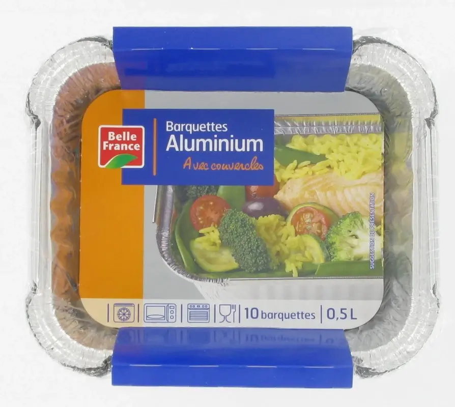 BARQUETTES X10 ALUMINIUM AVEC COUVERCLES  0.5L B.F Ref:749242-3258561541457