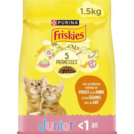 CROQUETTES DE CHAT POULET JUNIOR 1.5KG FRISKIES Ref:559229-8445290965592