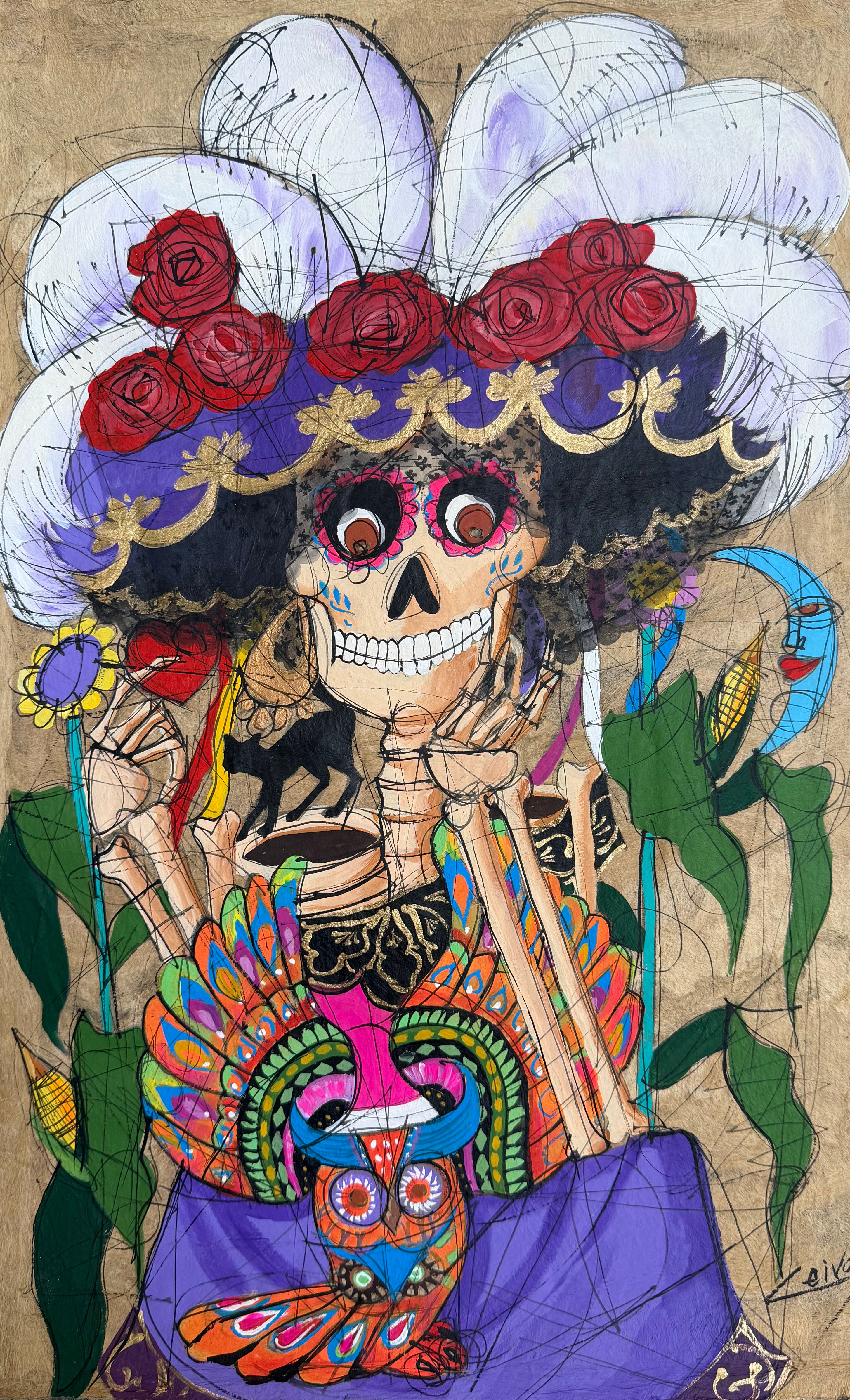 "Coqueta” - amate paper- O. Leiva