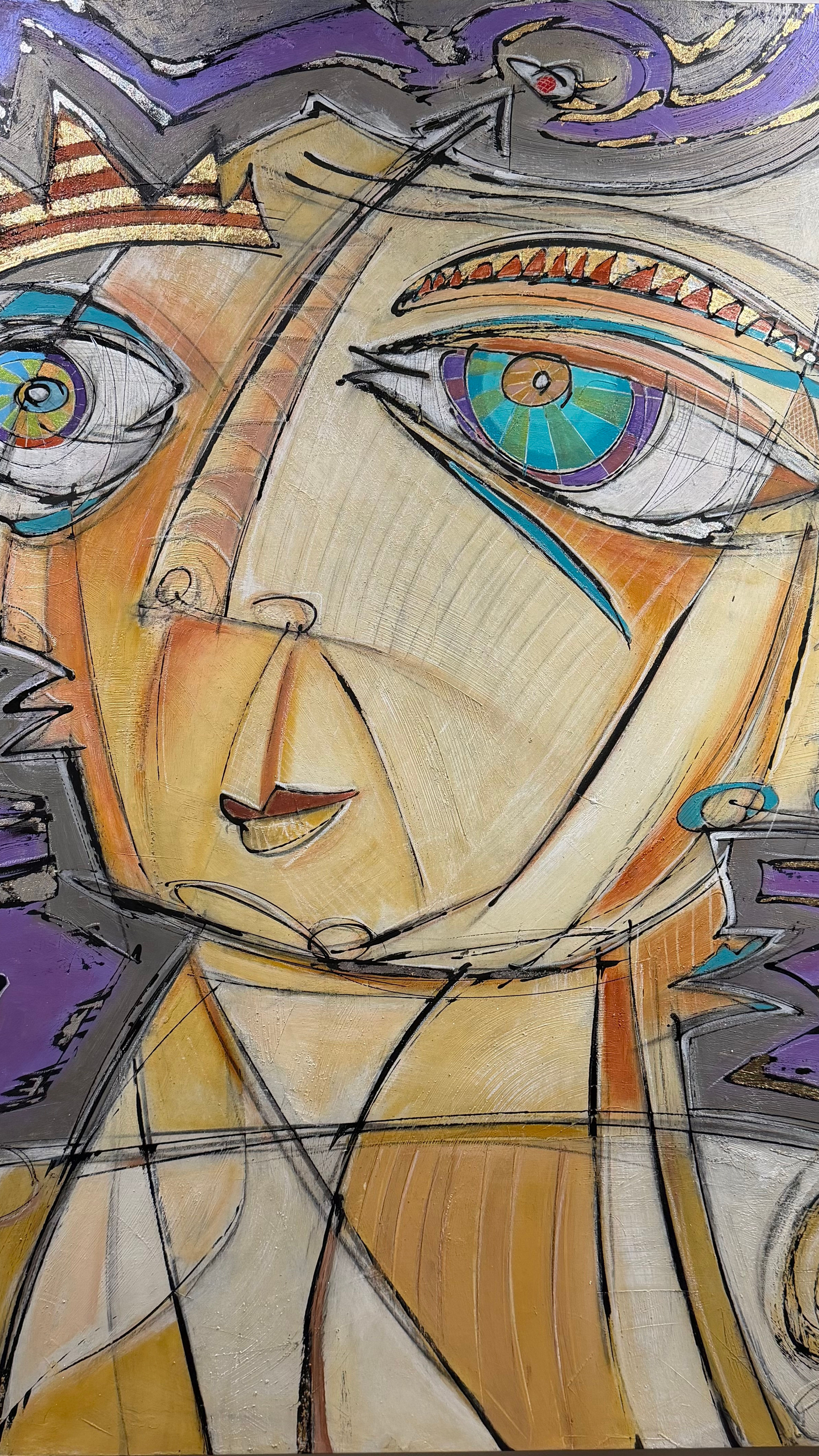 "Pescador sin anzuelo de respuestas eleva” - Mix media on Canvas / Gastón Charó