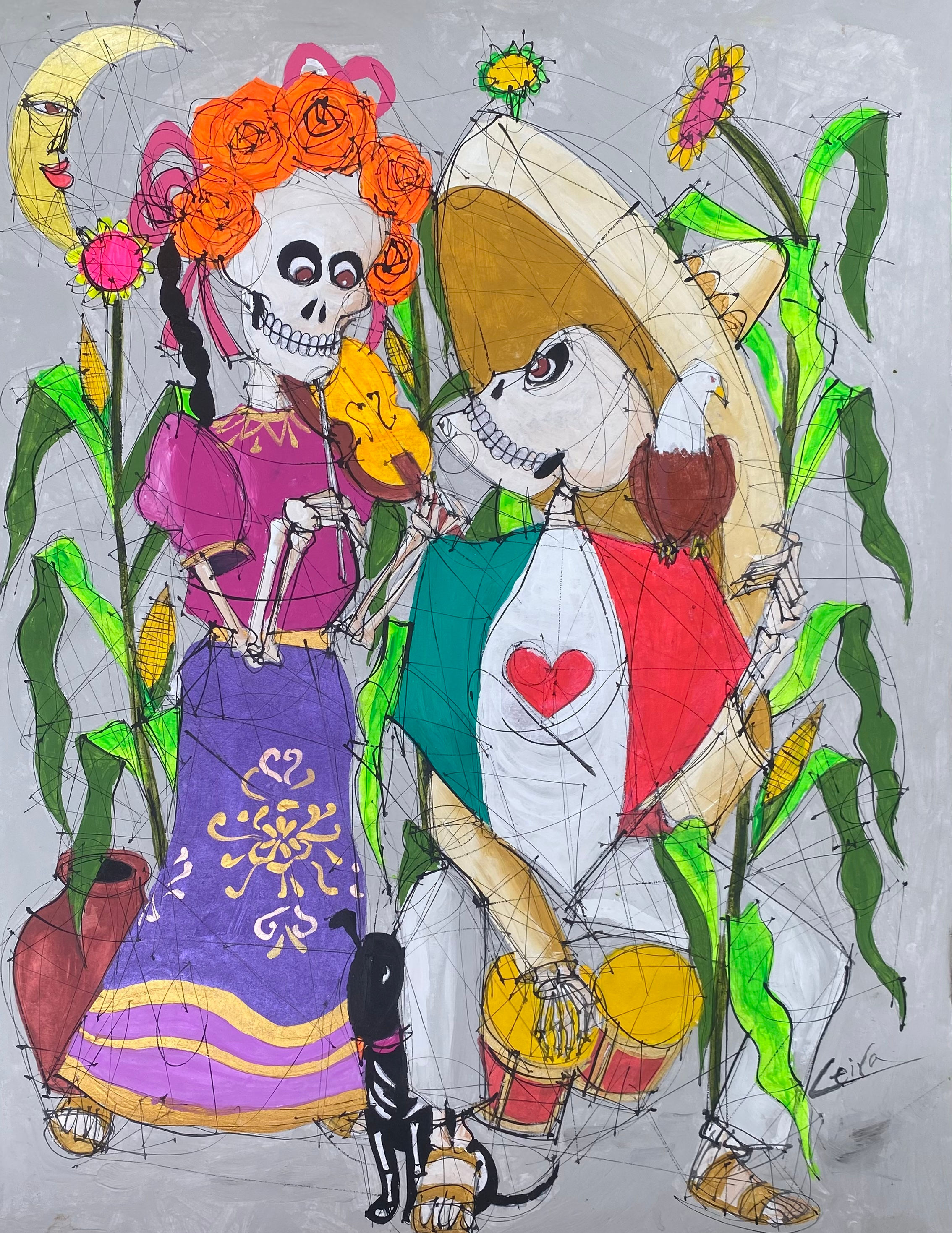 “Mexico de mi corazon” - “Life after death" - amate paper- O. Leiva