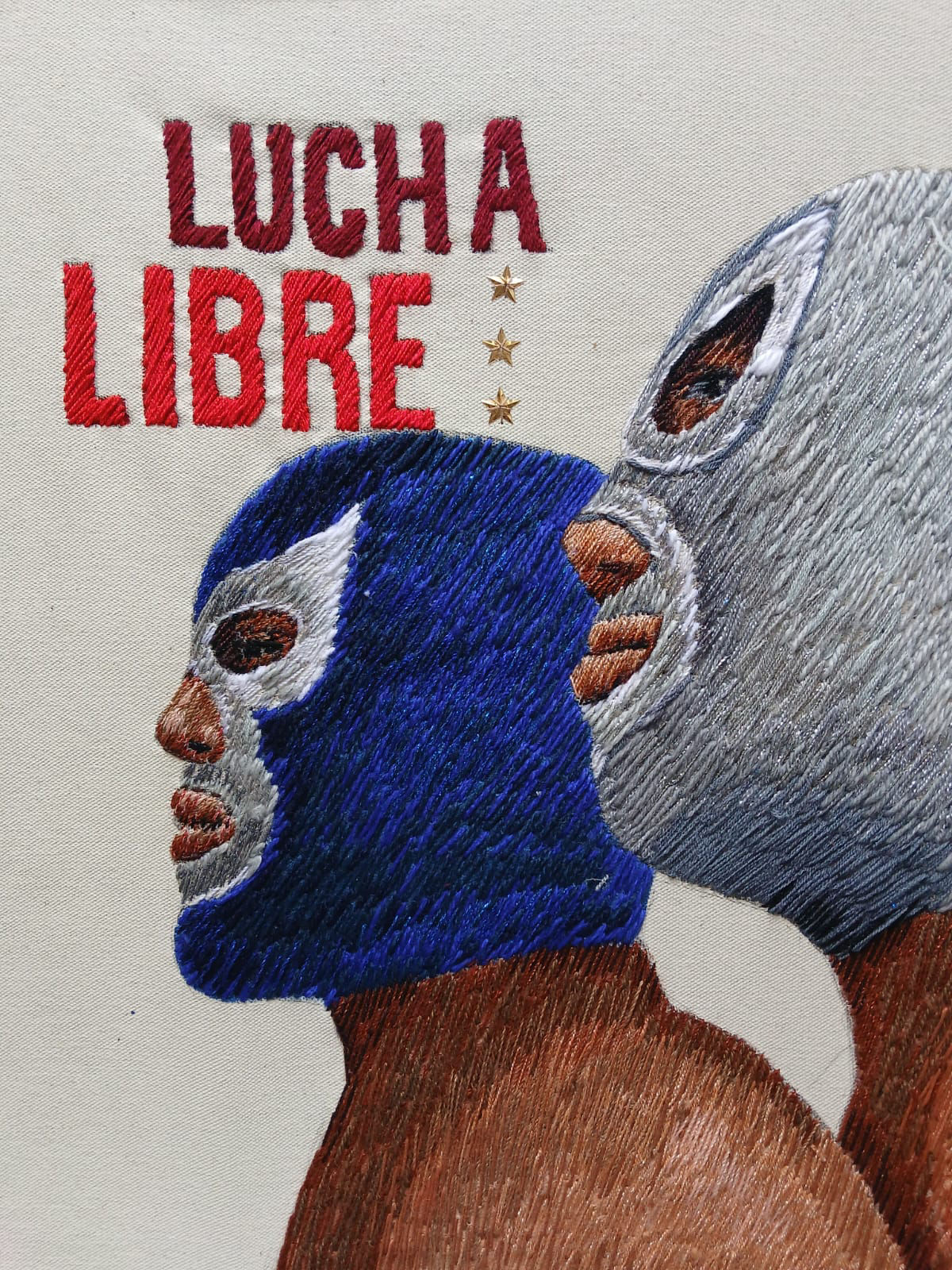 "Blue and Santo" - Hand Embroidery - F. Rodriguez no
