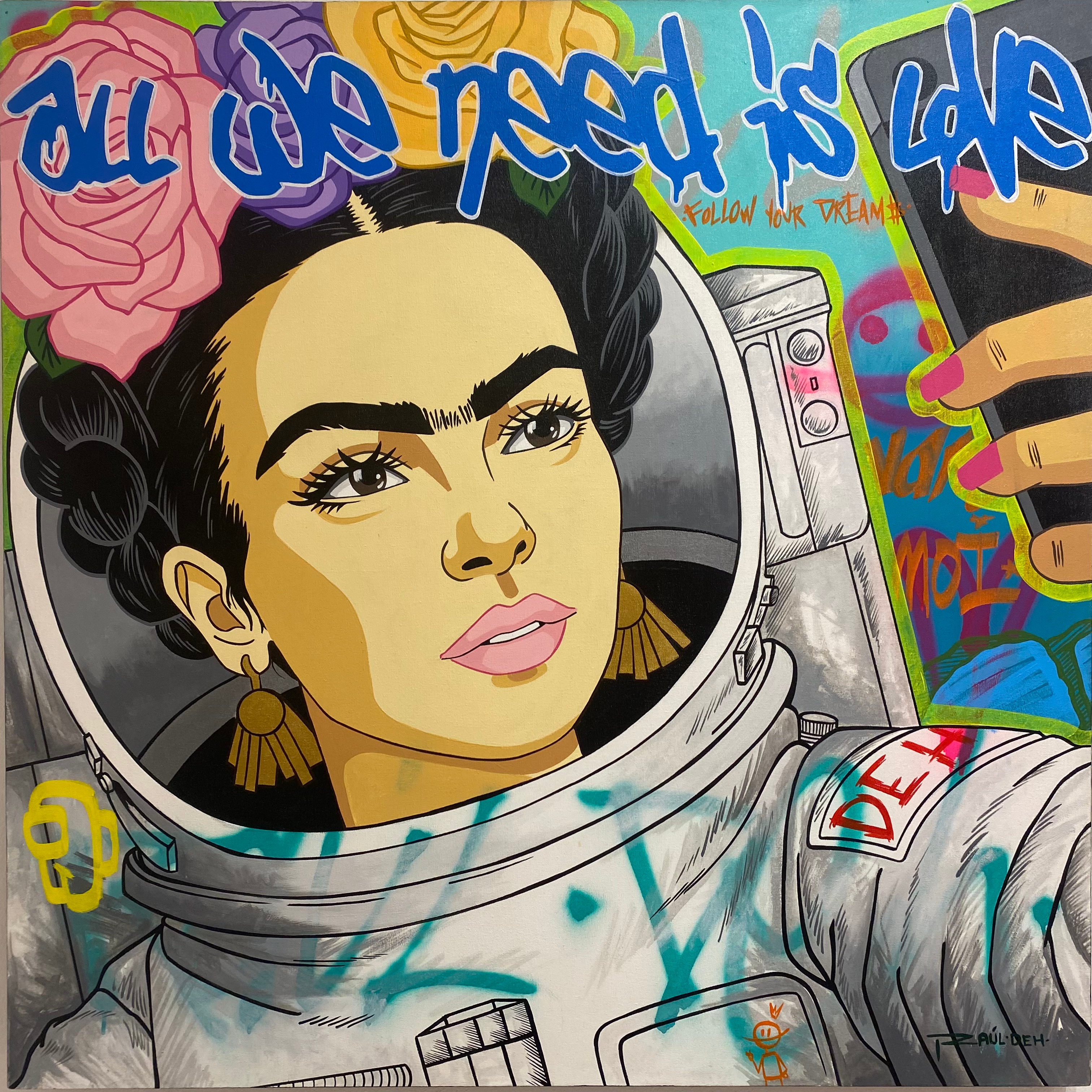 “Frida espacial” - Street Art Pop - Original Pinting / R. Urbina