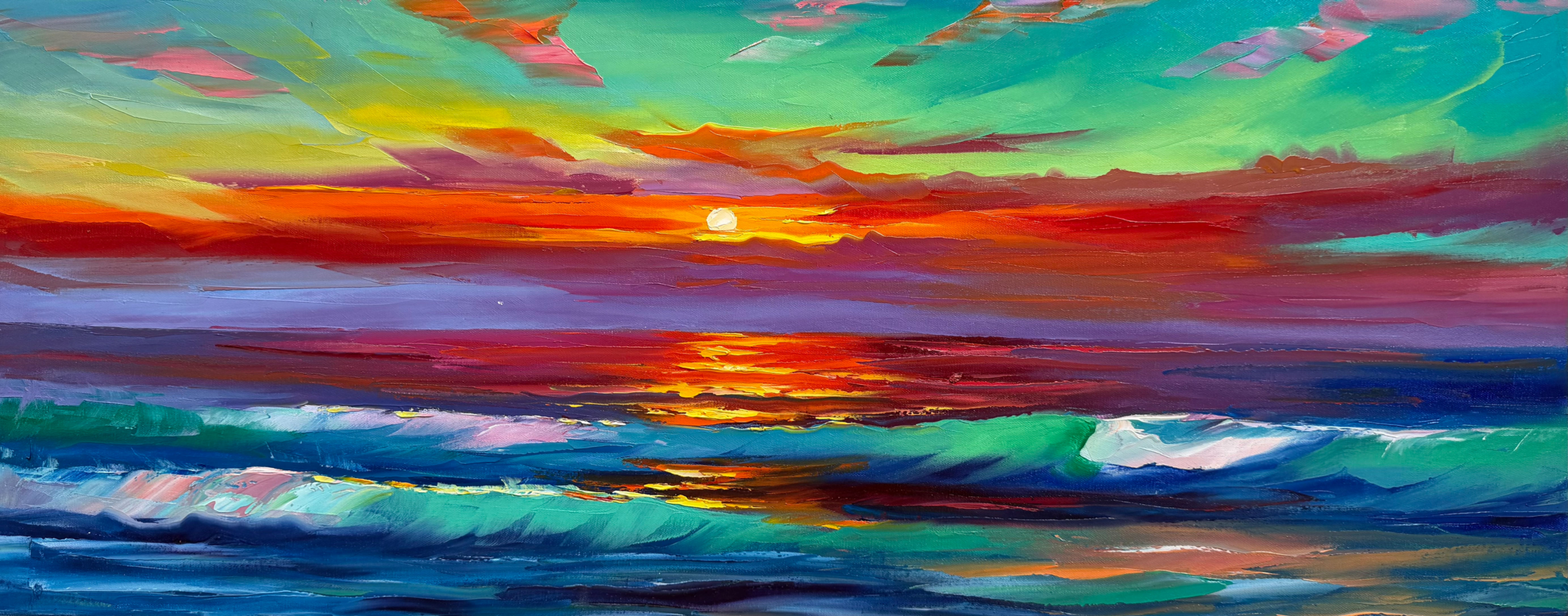 "Colorful sunset"- Oil on canvas - C. Rubio/ Original painting