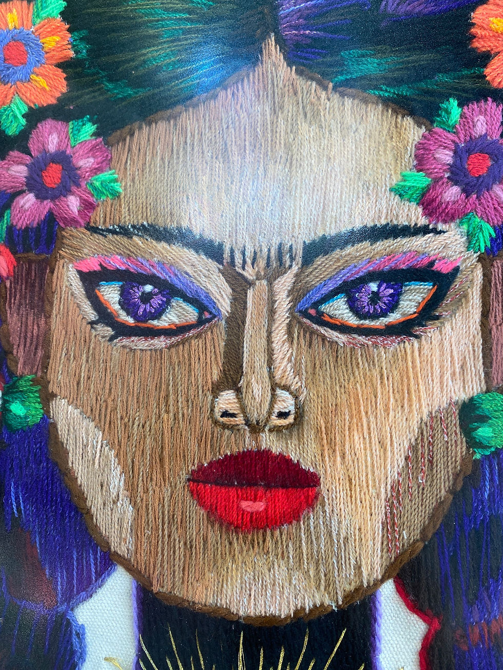 Miniatura: “Frida con trenzas”- Hand Embroidery - F. Rodriguez
