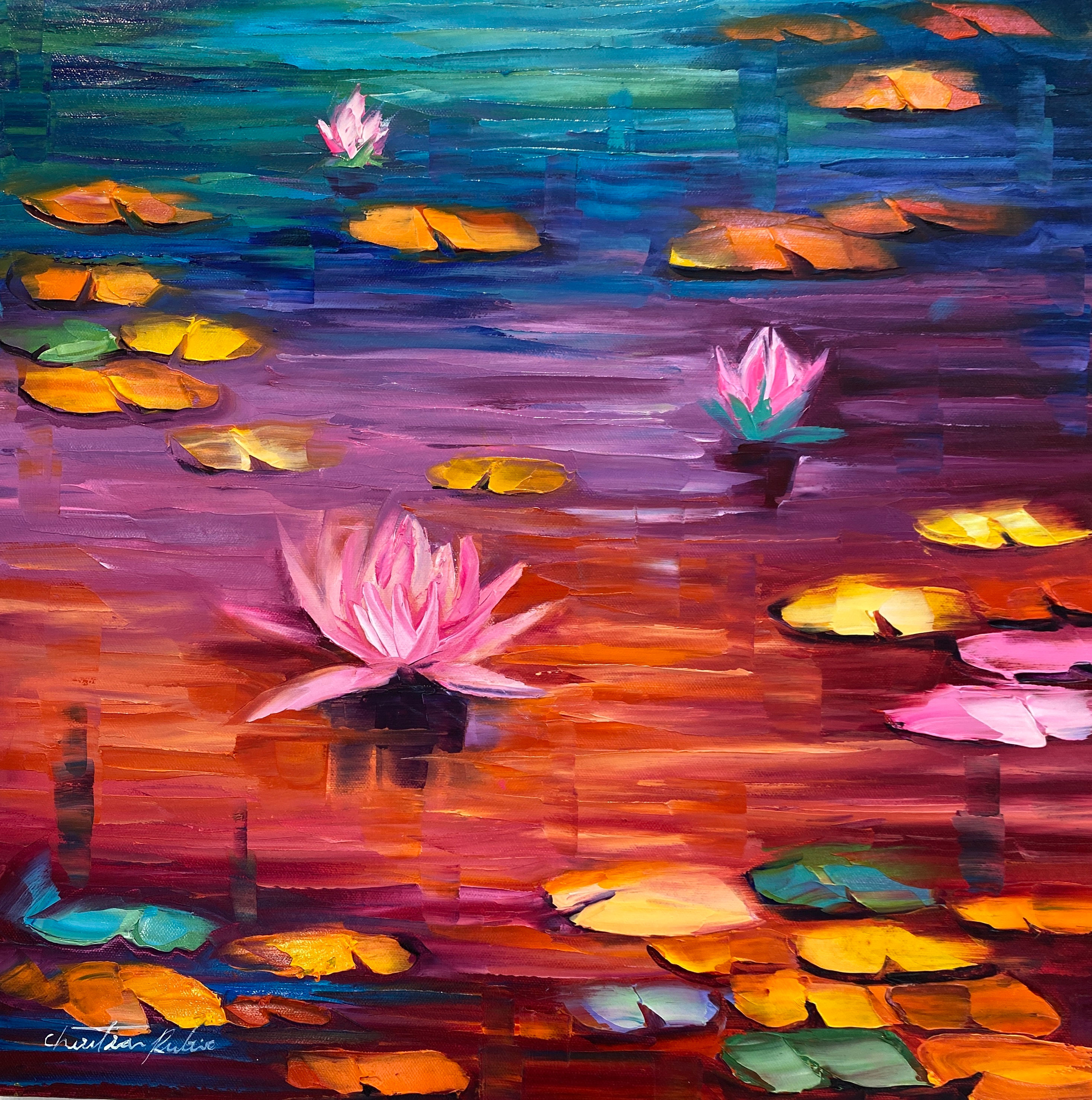 “Nenufar rosa” - Oil on canvas - C. Rubio/ Original painting