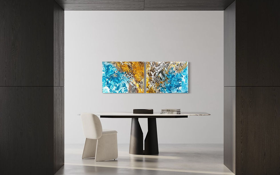 Miniatura: Diptych “Sea and Earth” 2 pieces - Acrylic and oil on canvas / A. Sarmiento