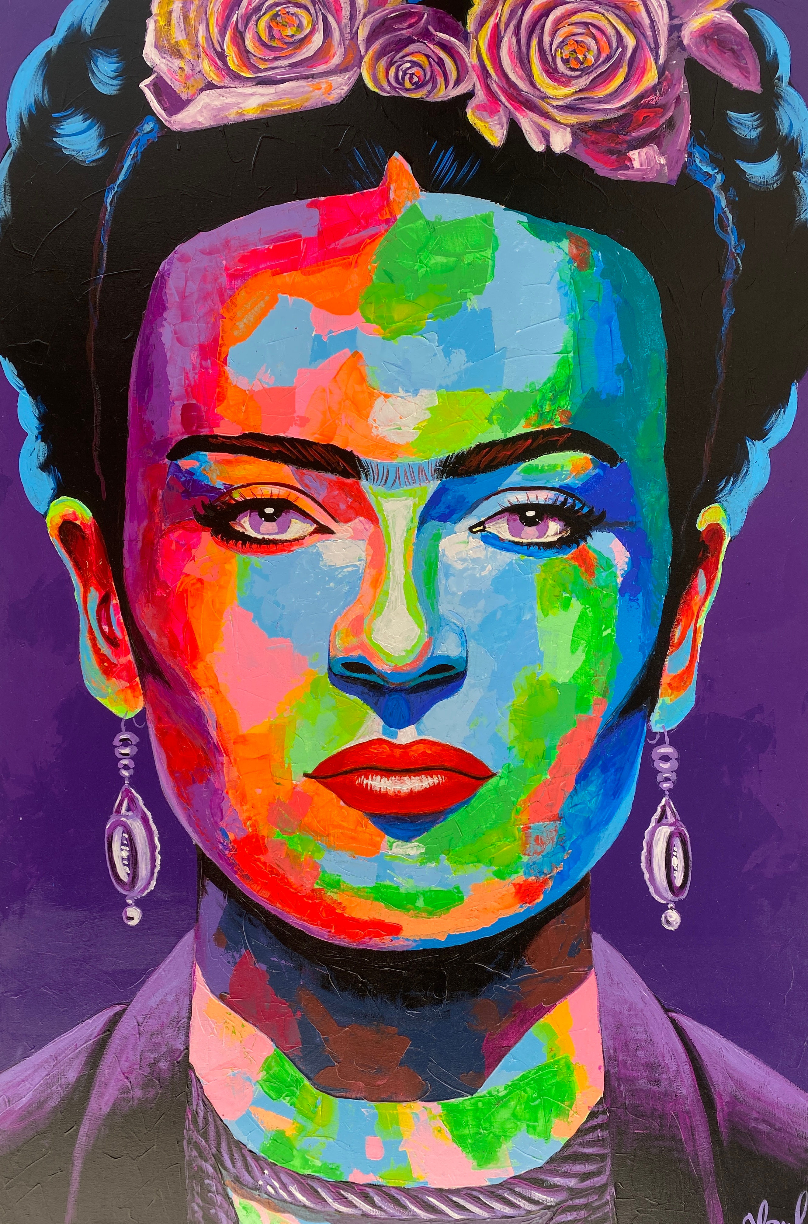 “Frida Kahlo Purpura y tradición” Original painting on canvas- A. Sánchez