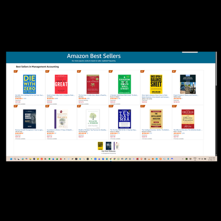 Screenshot from Amazon showing Once Upon a Balance Sheet by James C Foo Leong ranked #1 on the “Hot New Releases in Management Accounting” list and appearing within the top five on the “Best Sellers in Management Accounting” list, alongside established international bestselling titles including Die With Zero, Good to Great, and A Random Walk Down Wall Street.