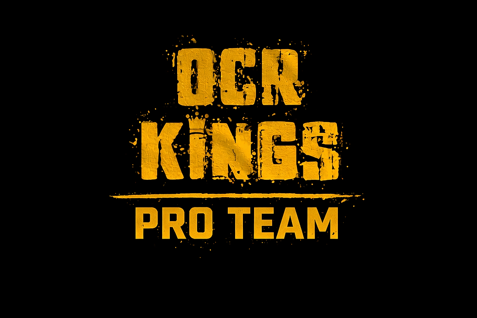 OCR Kings Pro Team logo graphic in yellow stencil lettering on black background