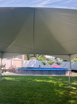 inside a clean tent in backyard on long island