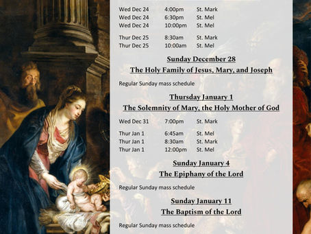 2025 Christmas Schedule