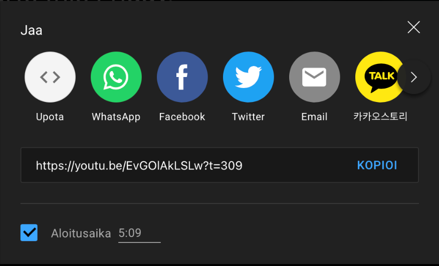 Youtube videon jakaminen