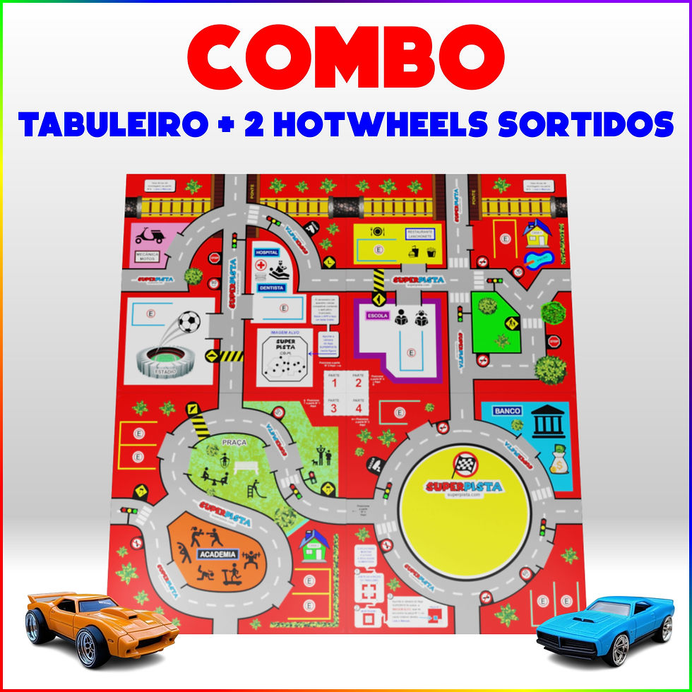 TABULEIRO SUPERPISTA + 2 CARRINHOS HOTWHEELS SORTIDOS