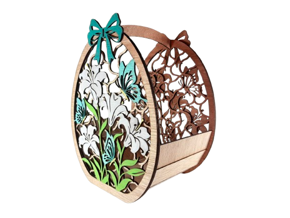 Miniature : panier en bois panier coloré décoration de paques