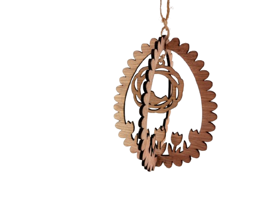 Miniature : suspension de paques en bois 3d décoration de paques à suspendre en bois