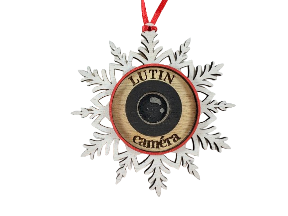 suspension en bois caméra du père noel et des lutins
