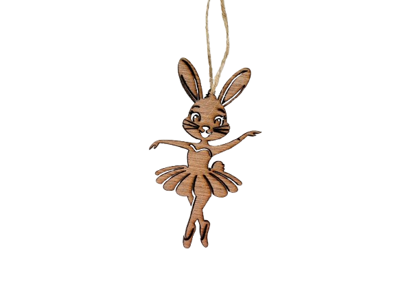 Miniature : suspension en bois lapin danseuse suspension de paques