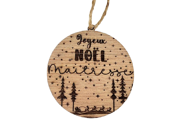suspension de noel en bois joyeux noel maitresse joyeux noel nounou joyeux noel atsem idée cadeau de noel pour maitresse