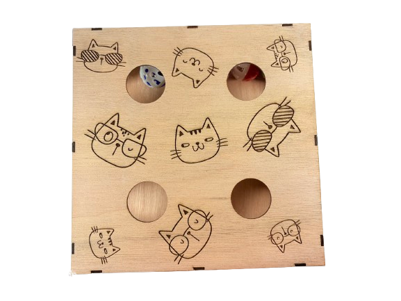 boite de jeu pour chats en bois boite de jeu avec balles pour chat boite avec trous et balles pour chat