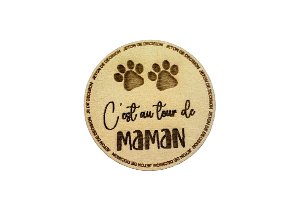 Miniature : jeton de décision maman papa jeton pour savoir qui va s'occuper du chien ou du chat