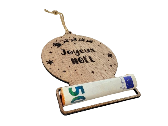 suspension de noel en bois pour offrir de l'argent présentation originale pour offrir de l'argent pour noel