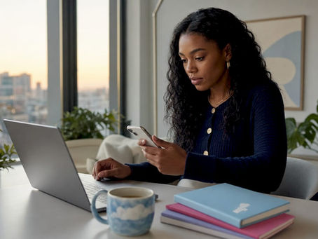 Marketing professional reviewing call to action campaign on smartphone