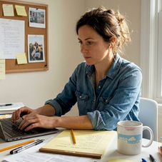 Woman brainstorming content creation ideas