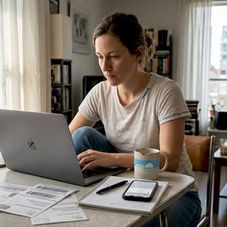 Small business owner managing online sales