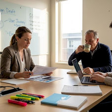 Team reviews ethical marketing campaign concepts