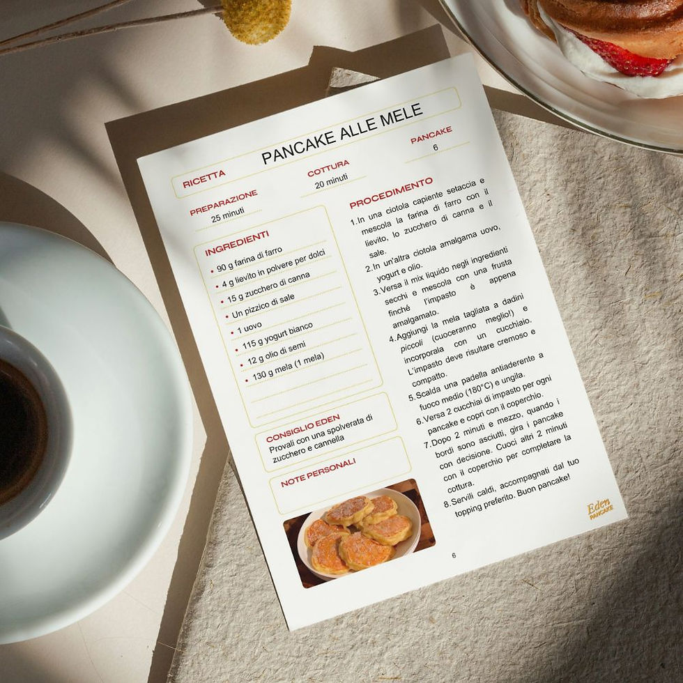 Una pagina del ricettario Pancake Eden