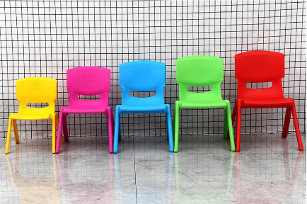 Bright Coloured Chairs - Yellow, Pink, Blue, Green and Red.