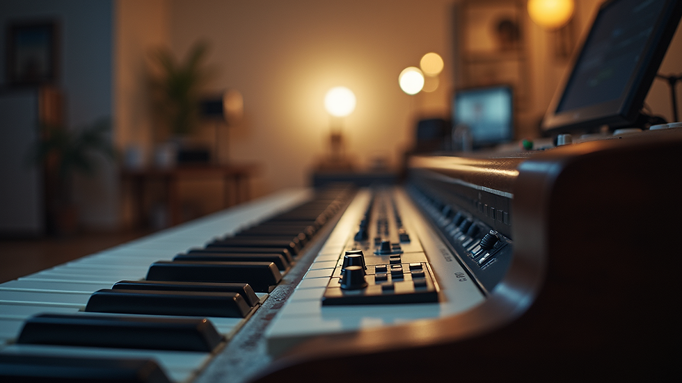 Vue rapprochée d’un clavier de studio d’enregistrement professionnel