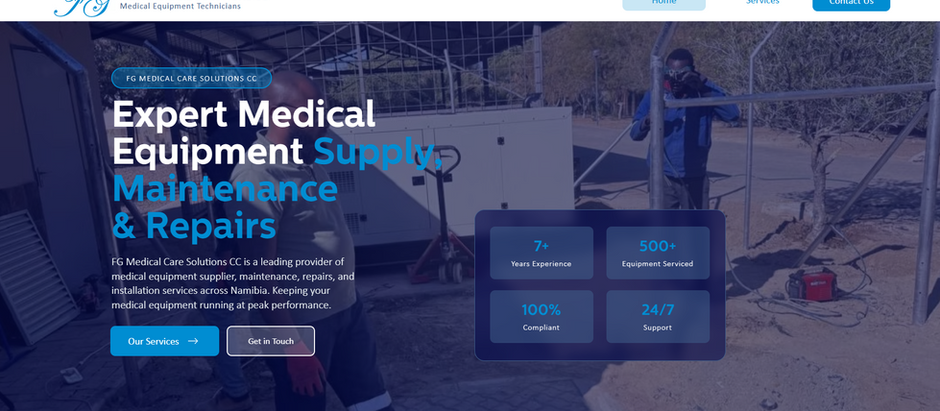 Image of FG Medical website home page