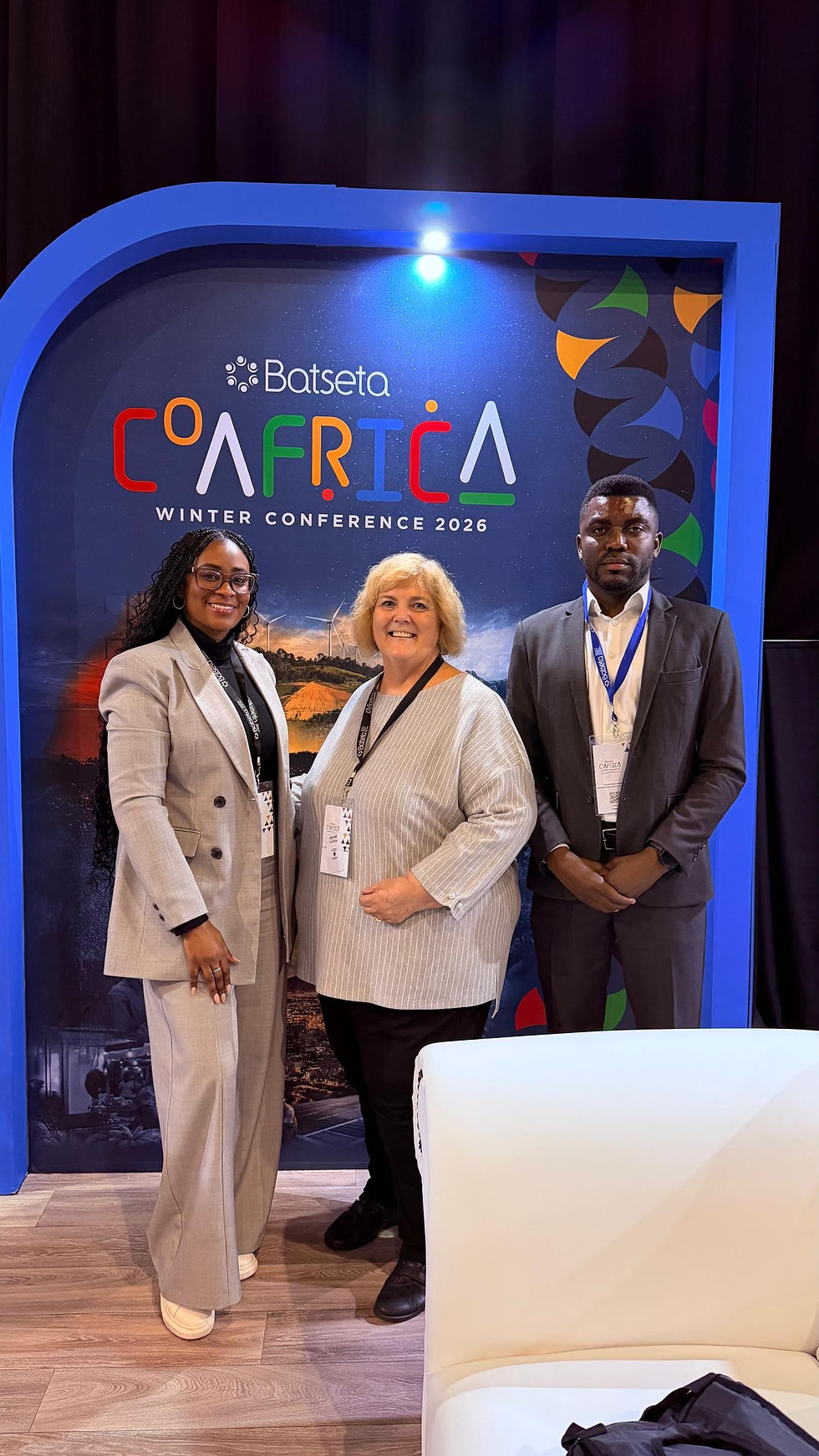 Sabrina Jacobs of RFIN, Batseta CEO Anne-Marie D'Alton and Vincent Shimutwikeni of RFIN
