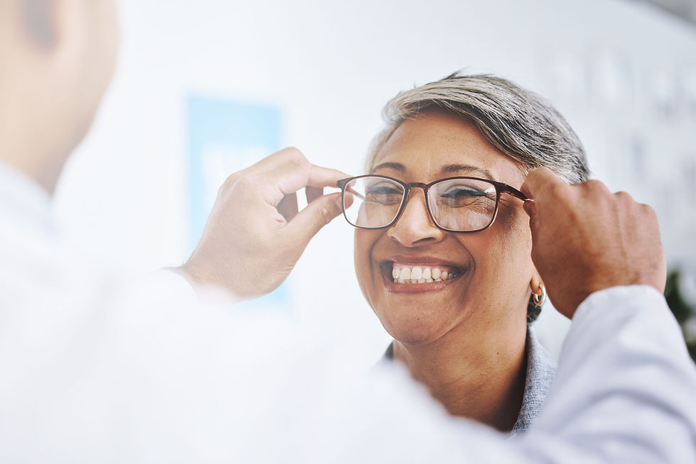 optometry-smile-woman-with-prescription-glasses-optician-helping-client-with-product-femal