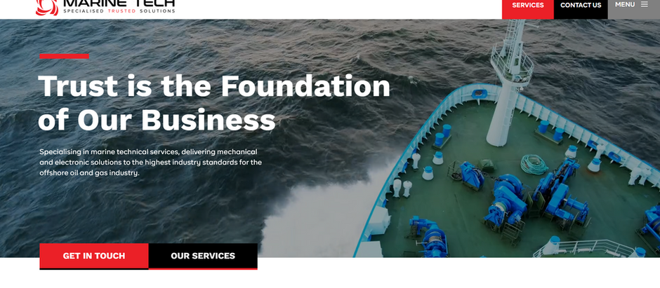 Image of Marine Tech Website home page