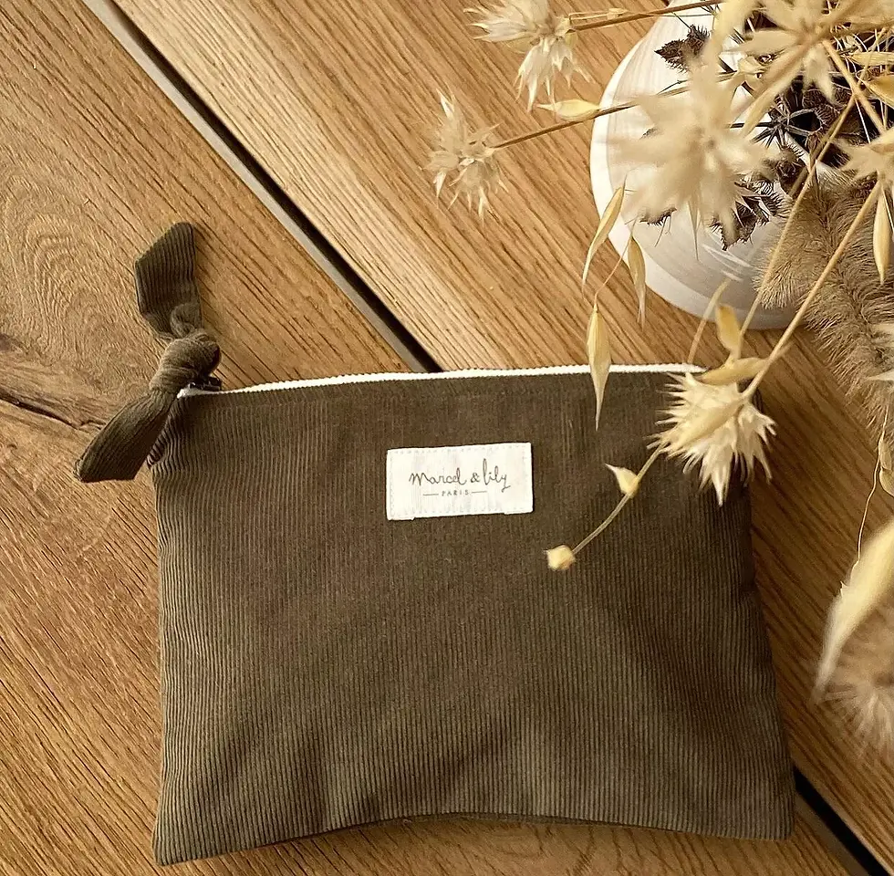 Pochette velours - Kaki