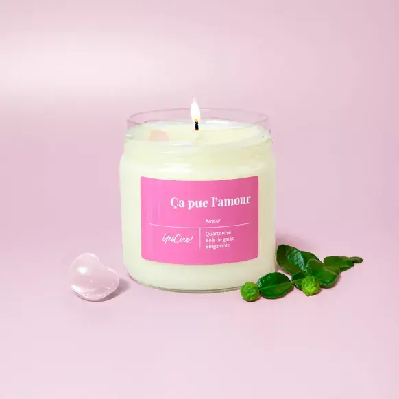 Ça pue l'amour | Bougie quartz rose "amour"