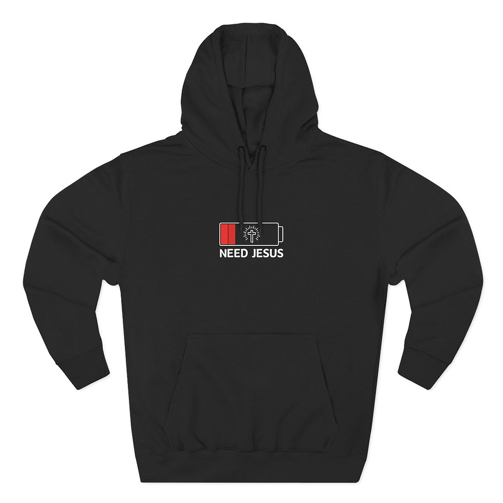 Thumbnail: Need Jesus Hoodie, Low Battery Faith Graphic Pullover