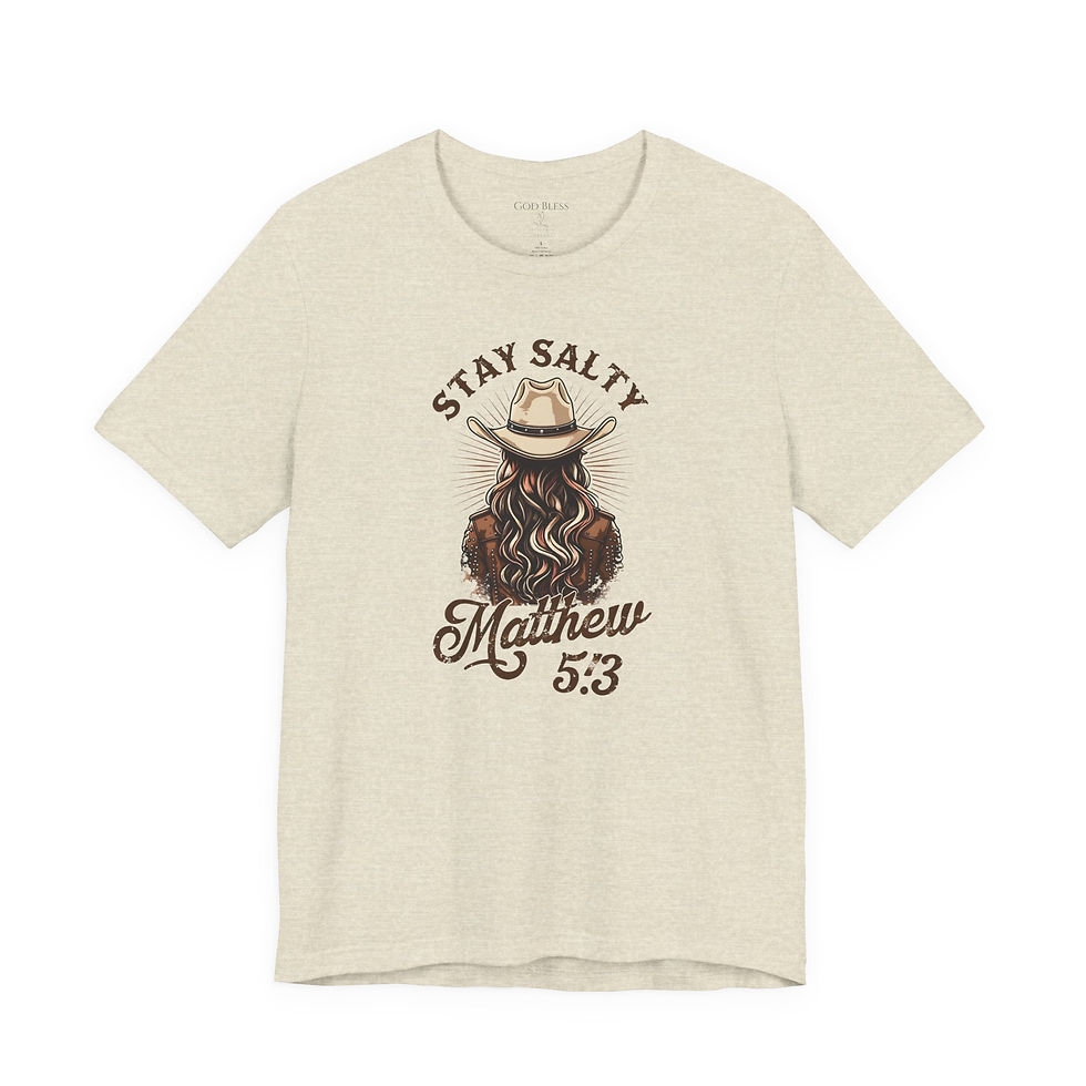 Thumbnail: Stay Salty Bella Canvas Tee - Christian Cowgirl, Matthew 5 13 
