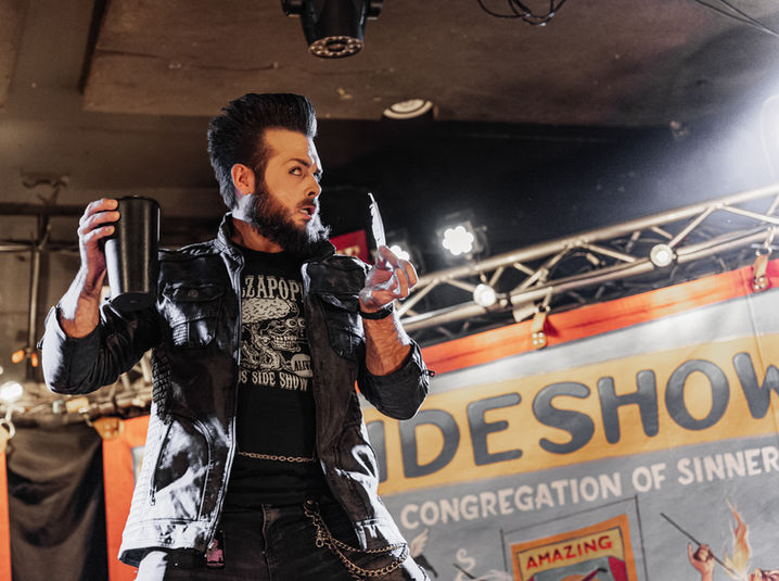 Celebrity Illusionist and Magician Reed Masterson in Hellzapoppin Circus Sideshow Revue