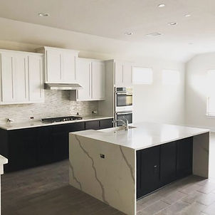 Functional rectangular kitchen island with clean lines and plenty of room for food prep, cooking, and storage.