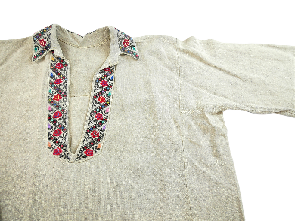 Thumbnail: Ukrainian man's long flax shirt with embroidered collar
