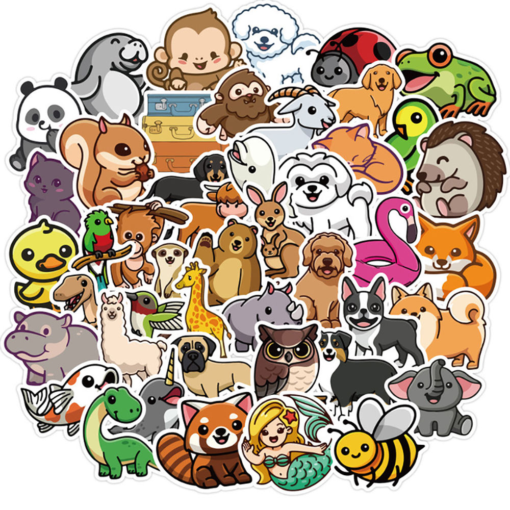 50 Piece Cartoon Animal Kids Stickers