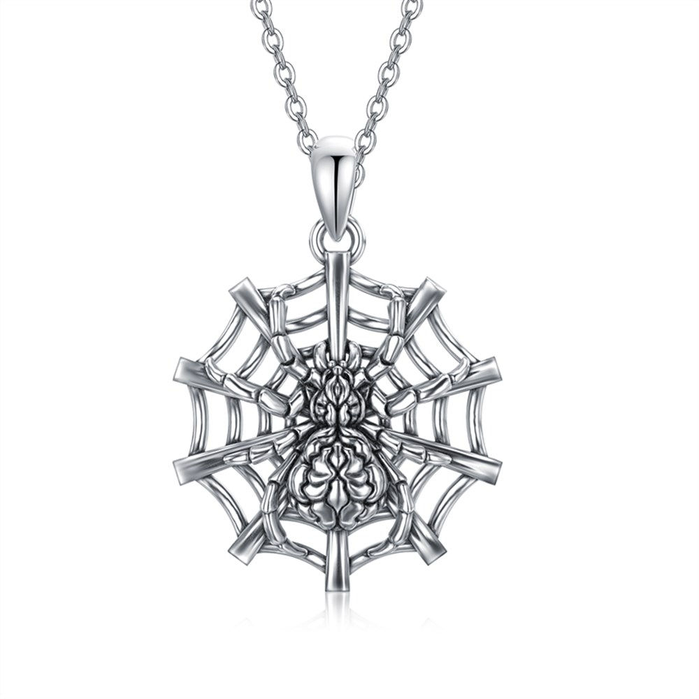 Spider Pendant Necklace Sterling Silver