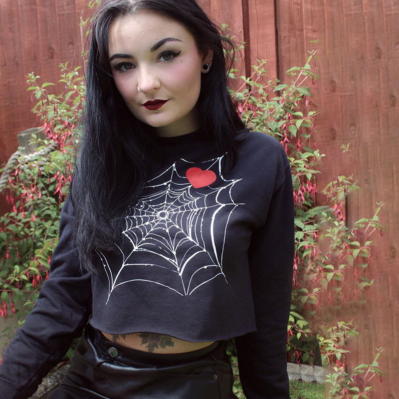Spider Web Heart Print Ladies Top