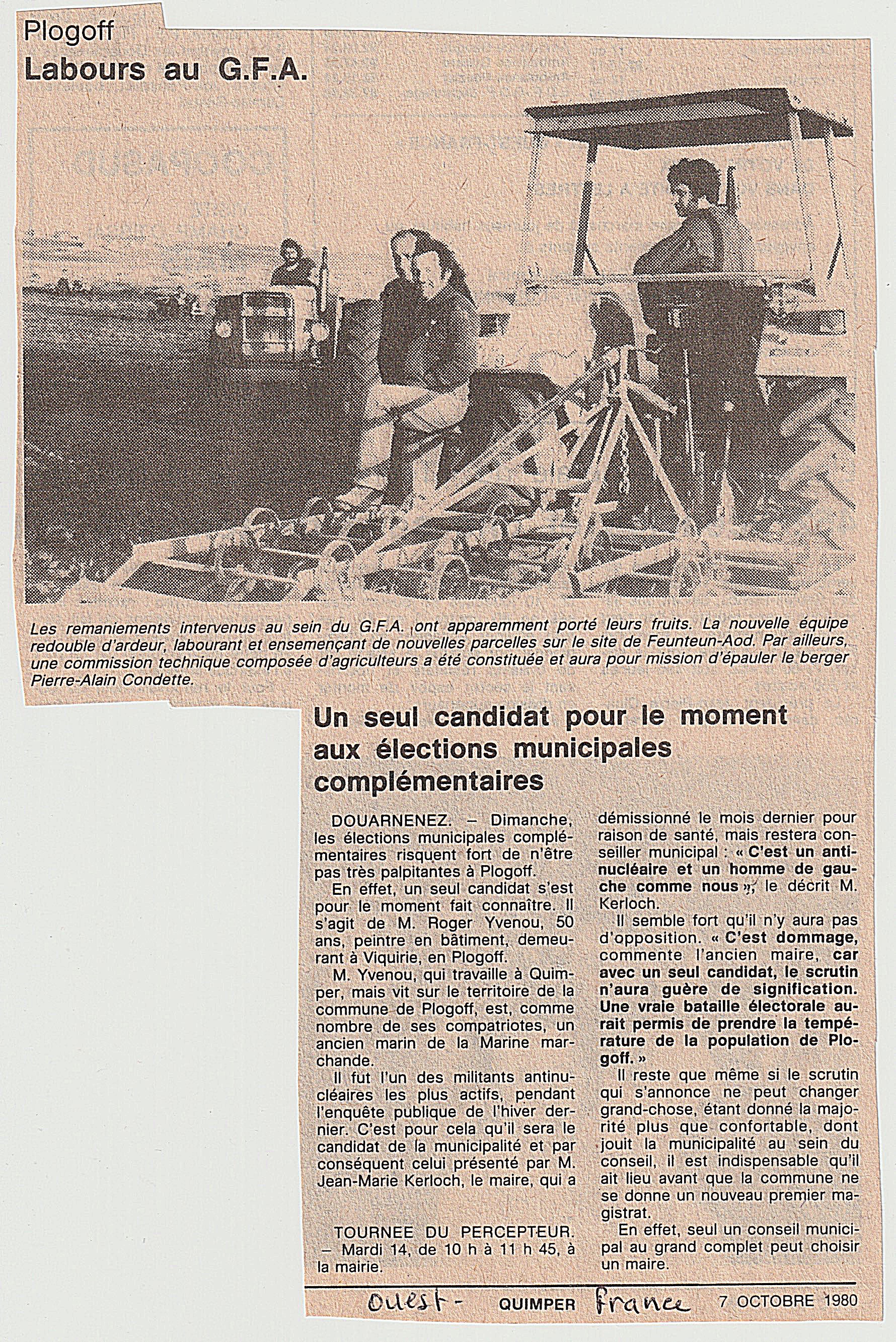Labour au GFA Ouest-France 2-10-1980